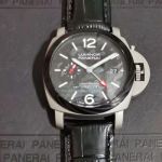 Best Quality Replica Panerai Luminor PAM01096 Carbon Bezel Black Leather Strap Watch 44mm